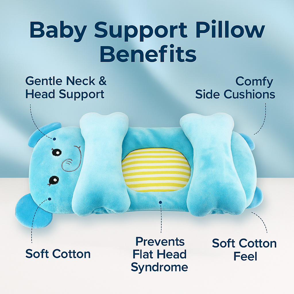 "Ergonomic Elephant Baby Head Shaping Pillow – Soft, Breathable & Doctor Recommended"