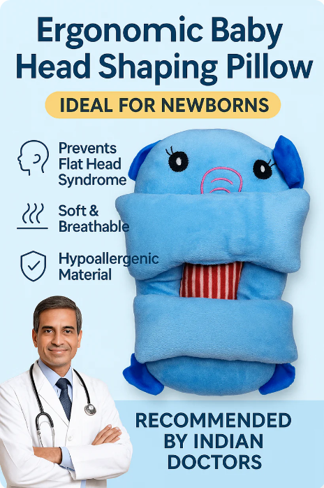 "Ergonomic Elephant Baby Head Shaping Pillow – Soft, Breathable & Doctor Recommended"