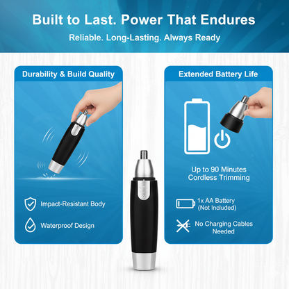 Nose Hair Trimmer Battery-Operated Ear and Nose Hair Trimmer Clipper Painless