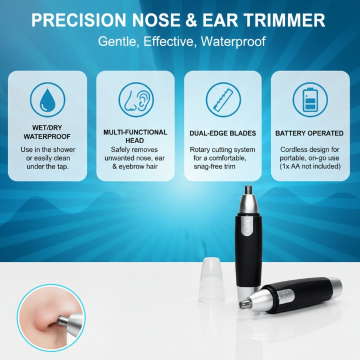 Nose Hair Trimmer Battery-Operated Ear and Nose Hair Trimmer Clipper Painless